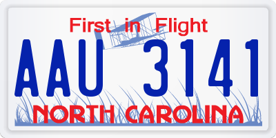 NC license plate AAU3141