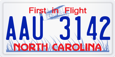 NC license plate AAU3142