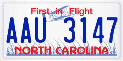 NC license plate AAU3147