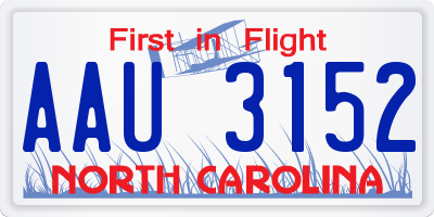 NC license plate AAU3152