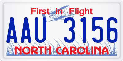 NC license plate AAU3156