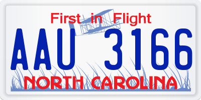 NC license plate AAU3166