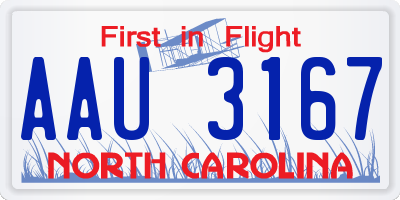 NC license plate AAU3167