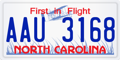 NC license plate AAU3168