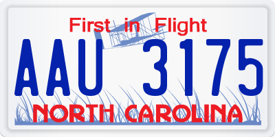 NC license plate AAU3175