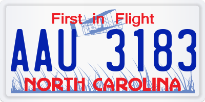 NC license plate AAU3183