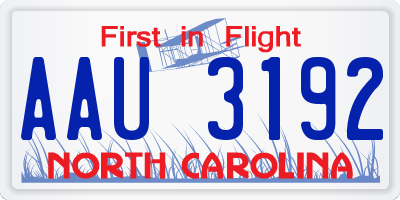 NC license plate AAU3192