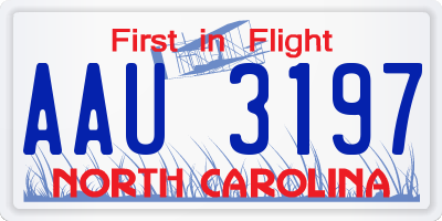 NC license plate AAU3197