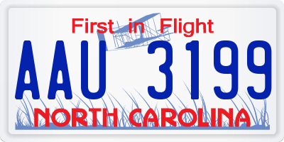 NC license plate AAU3199