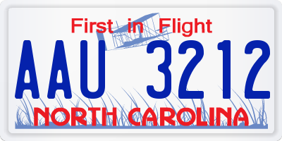NC license plate AAU3212