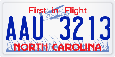 NC license plate AAU3213
