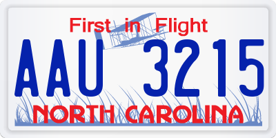 NC license plate AAU3215
