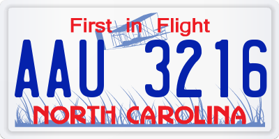 NC license plate AAU3216