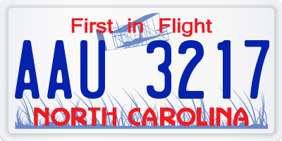 NC license plate AAU3217