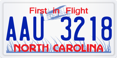 NC license plate AAU3218