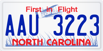 NC license plate AAU3223
