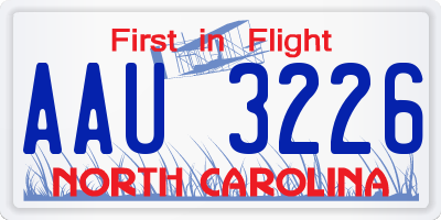 NC license plate AAU3226
