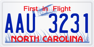 NC license plate AAU3231
