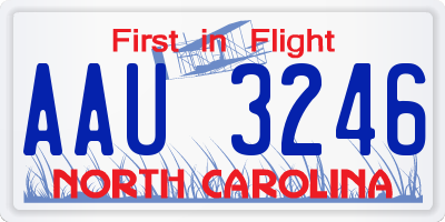 NC license plate AAU3246