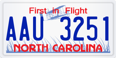 NC license plate AAU3251