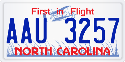 NC license plate AAU3257