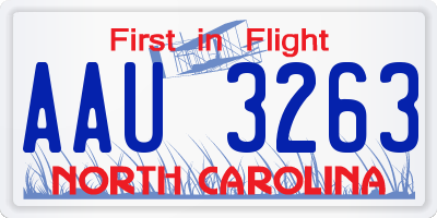 NC license plate AAU3263