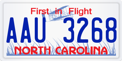 NC license plate AAU3268