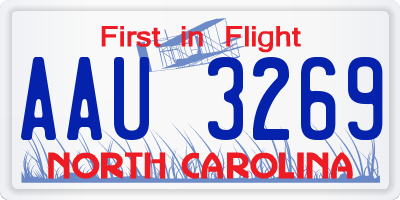 NC license plate AAU3269