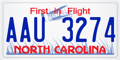 NC license plate AAU3274