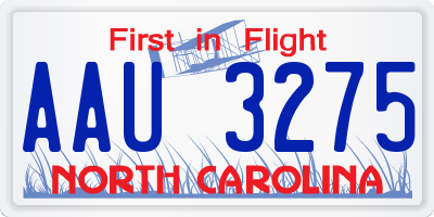 NC license plate AAU3275