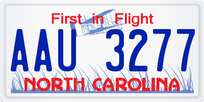 NC license plate AAU3277