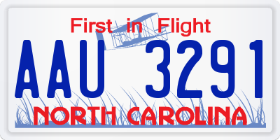 NC license plate AAU3291