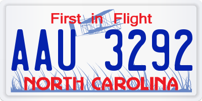 NC license plate AAU3292