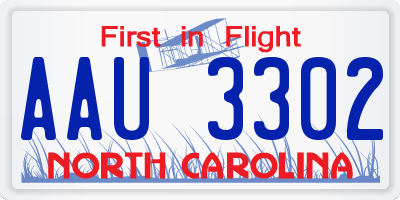 NC license plate AAU3302