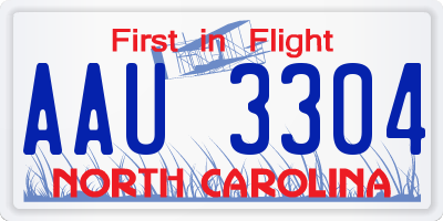 NC license plate AAU3304