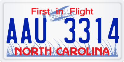 NC license plate AAU3314