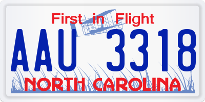 NC license plate AAU3318