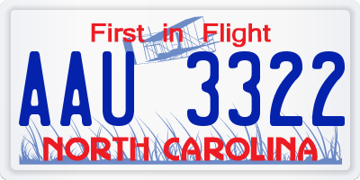 NC license plate AAU3322