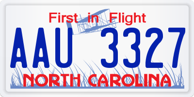 NC license plate AAU3327