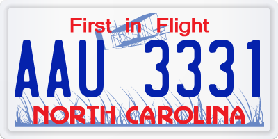 NC license plate AAU3331