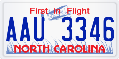 NC license plate AAU3346