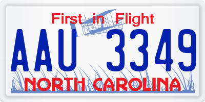 NC license plate AAU3349