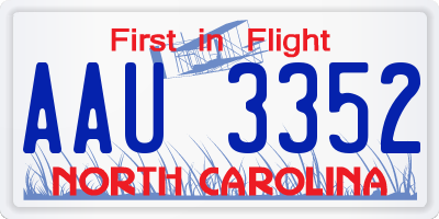 NC license plate AAU3352