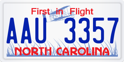 NC license plate AAU3357