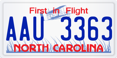 NC license plate AAU3363
