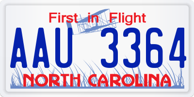 NC license plate AAU3364