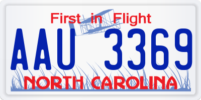 NC license plate AAU3369