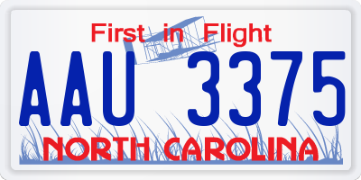 NC license plate AAU3375