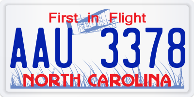 NC license plate AAU3378