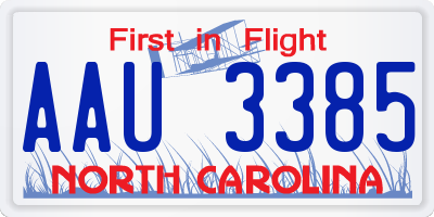 NC license plate AAU3385